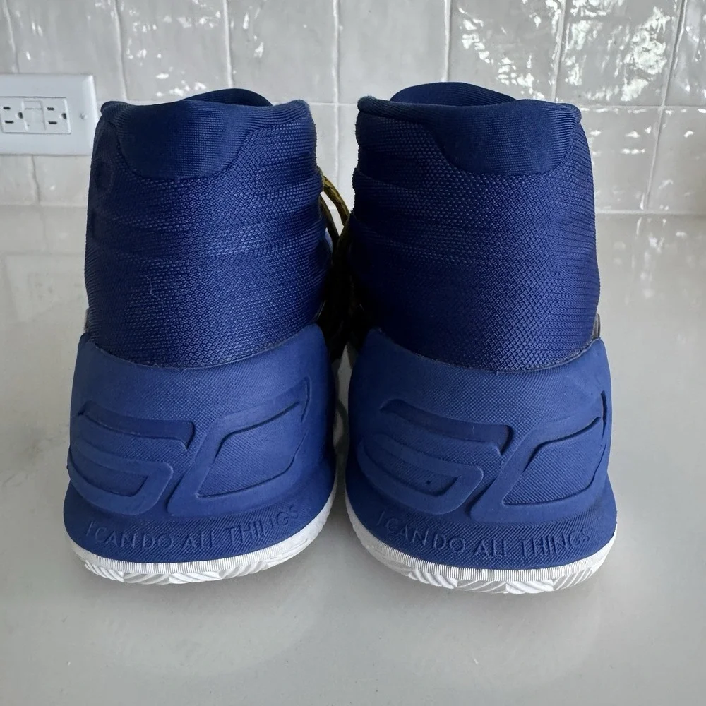 Under Armour Curry 3 Basketball Shoes Men 8.5 Blue Yellow Dub Nation High Top